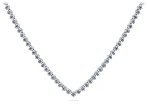 Timeless Three Prong Riviera V Neck Diamond Necklace with 19.57 ct.(finished) 3.7mm