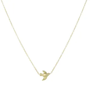 Tiny Bird Necklace with Diamond