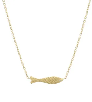 Tiny Fish Necklace with Diamond