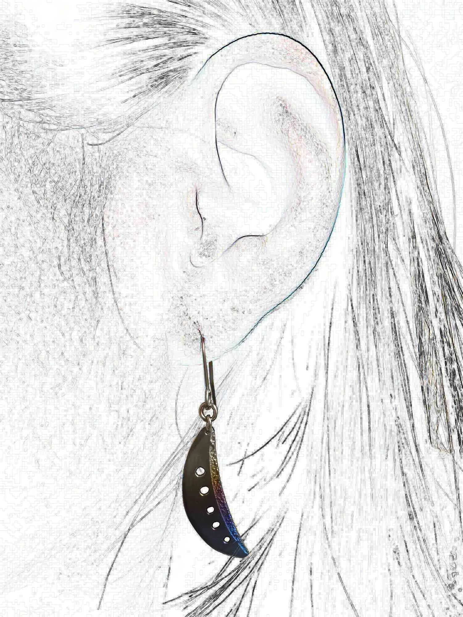 Titanium earrings - CRESCENT MOON model