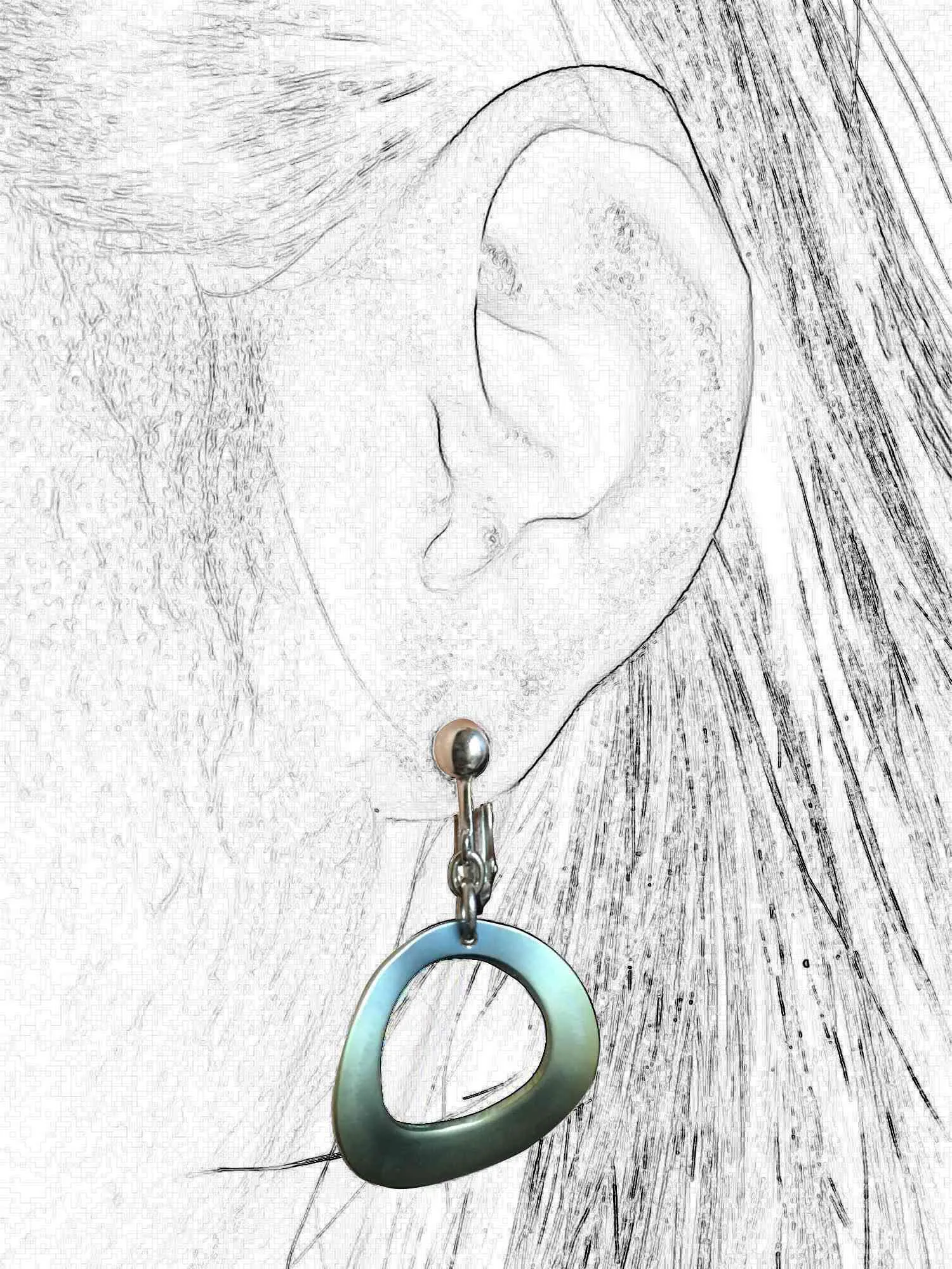 Titanium earrings - GREEN RING model