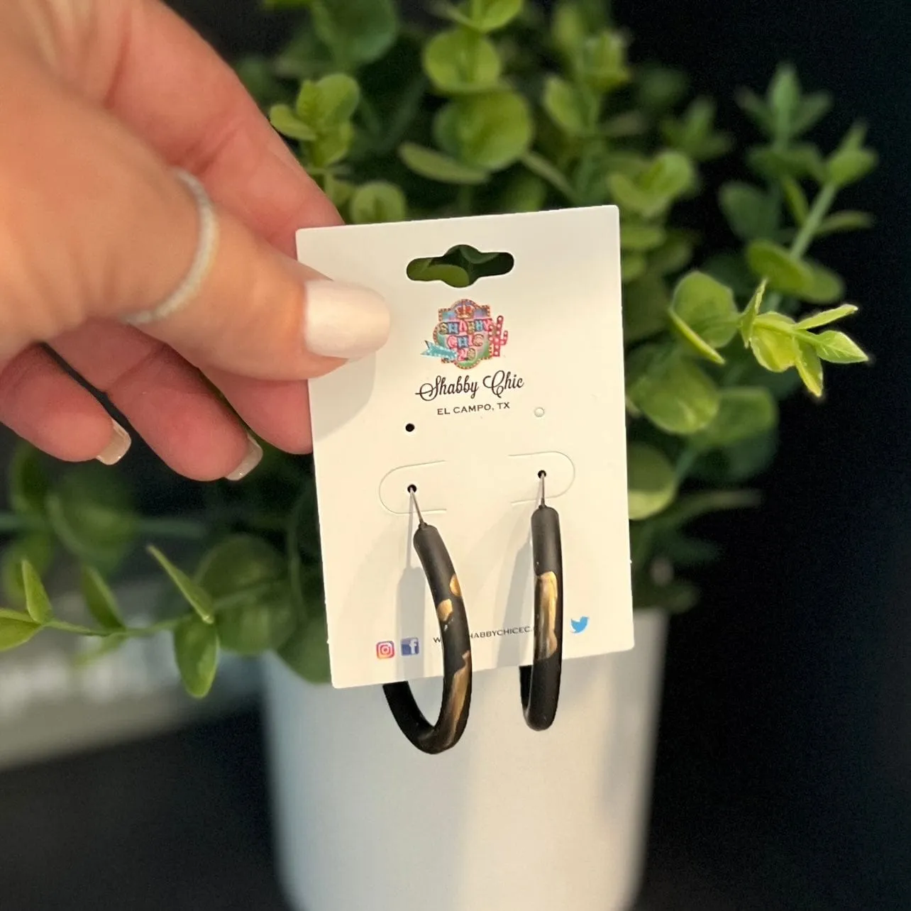 Touch of Gold Hoop Earrings - Black