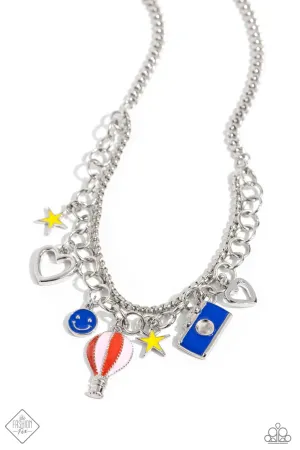Tourist Timeline - Multi - Hot Air Balloon, Heart, Star, Smiley Face Charm Paparazzi Short Necklace - February 2024 Sunset Sightings