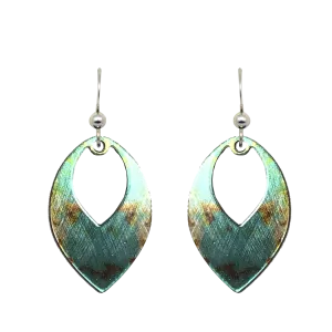 Turquoise Stone Metallic 1.5 inch Open Leaf Earrings