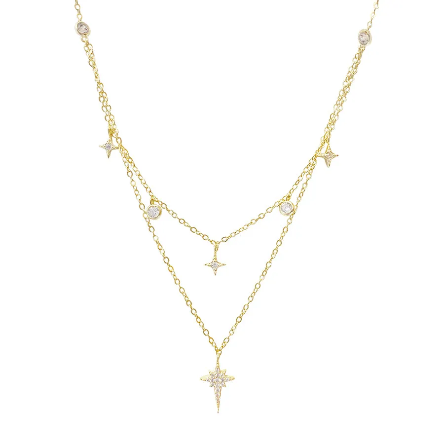 Two in One CZ Starburst Necklace