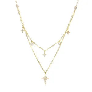 Two in One CZ Starburst Necklace