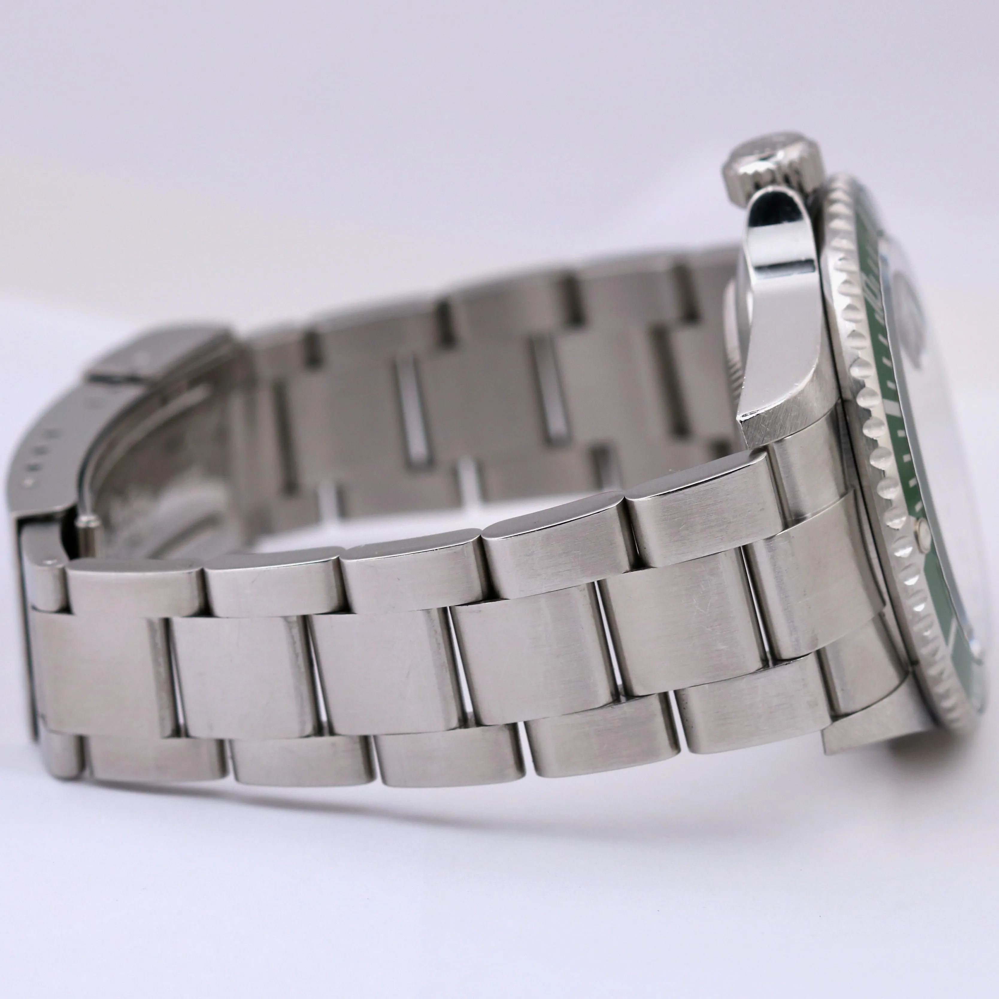 UNPOLISHED Rolex Submariner Date KERMIT Green Black REHAUT 40mm Steel 16610 LV