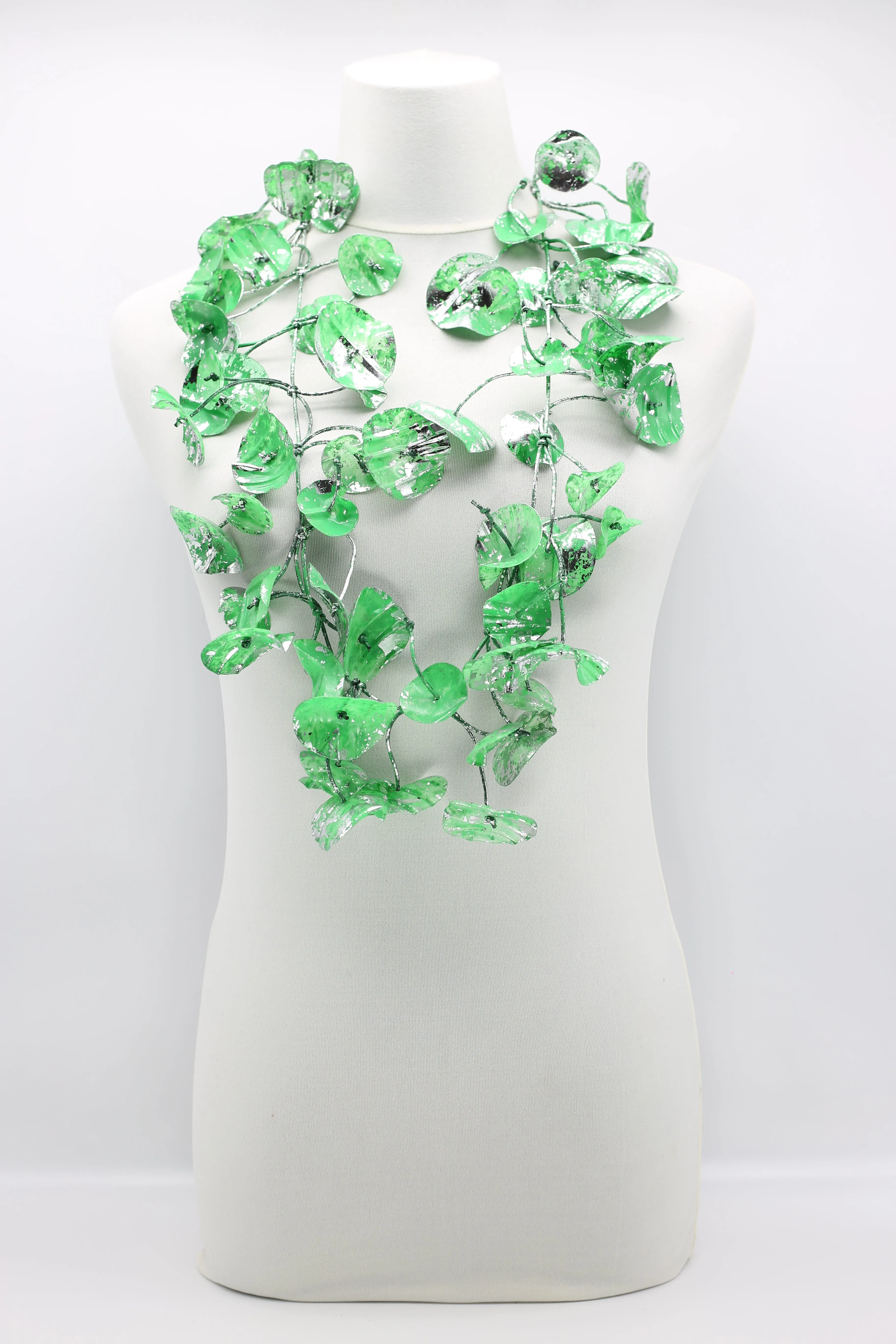 Upcycled plastic bottles - Big double Water Lily Necklaces - Hand gilded