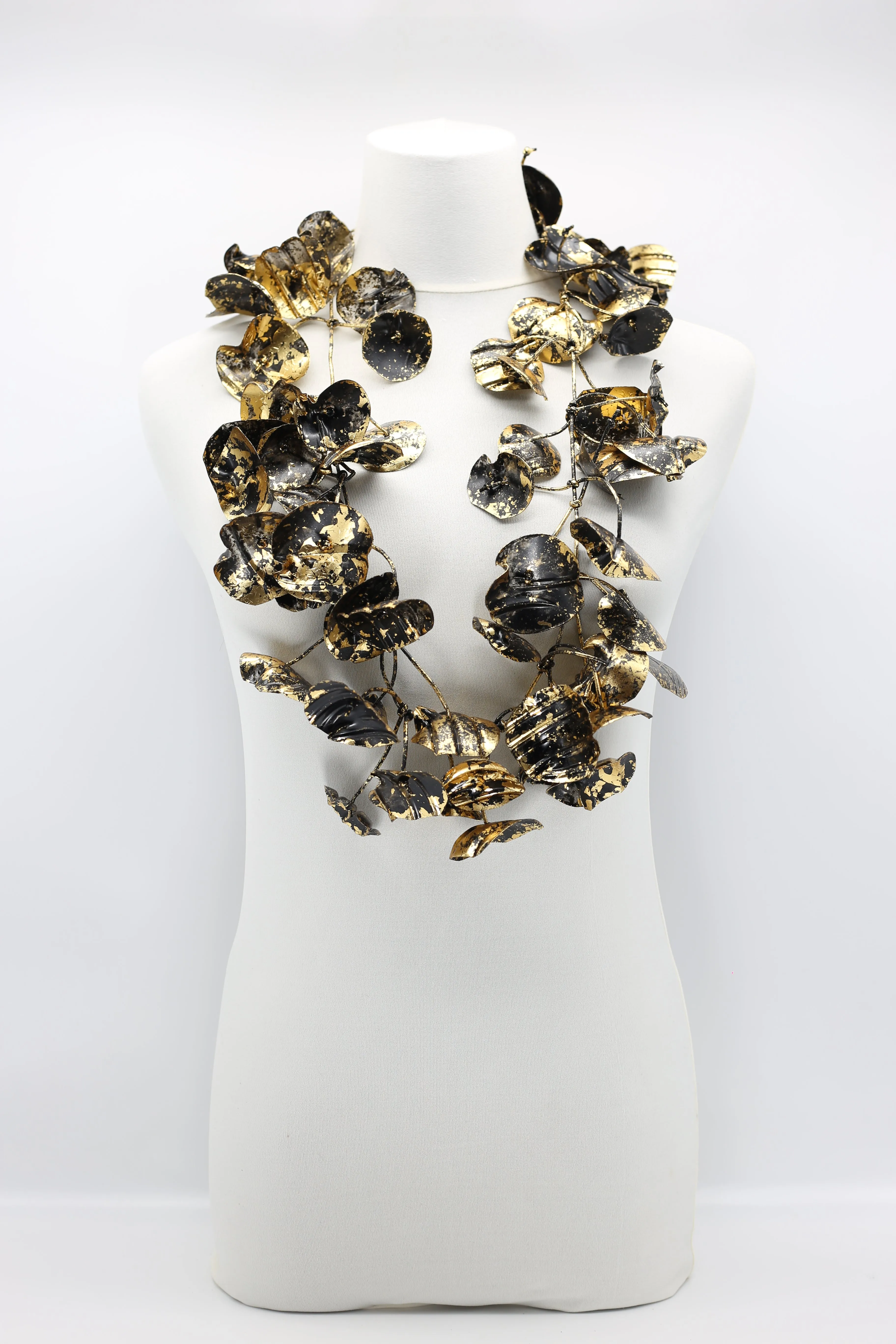 Upcycled plastic bottles - Big double Water Lily Necklaces - Hand gilded