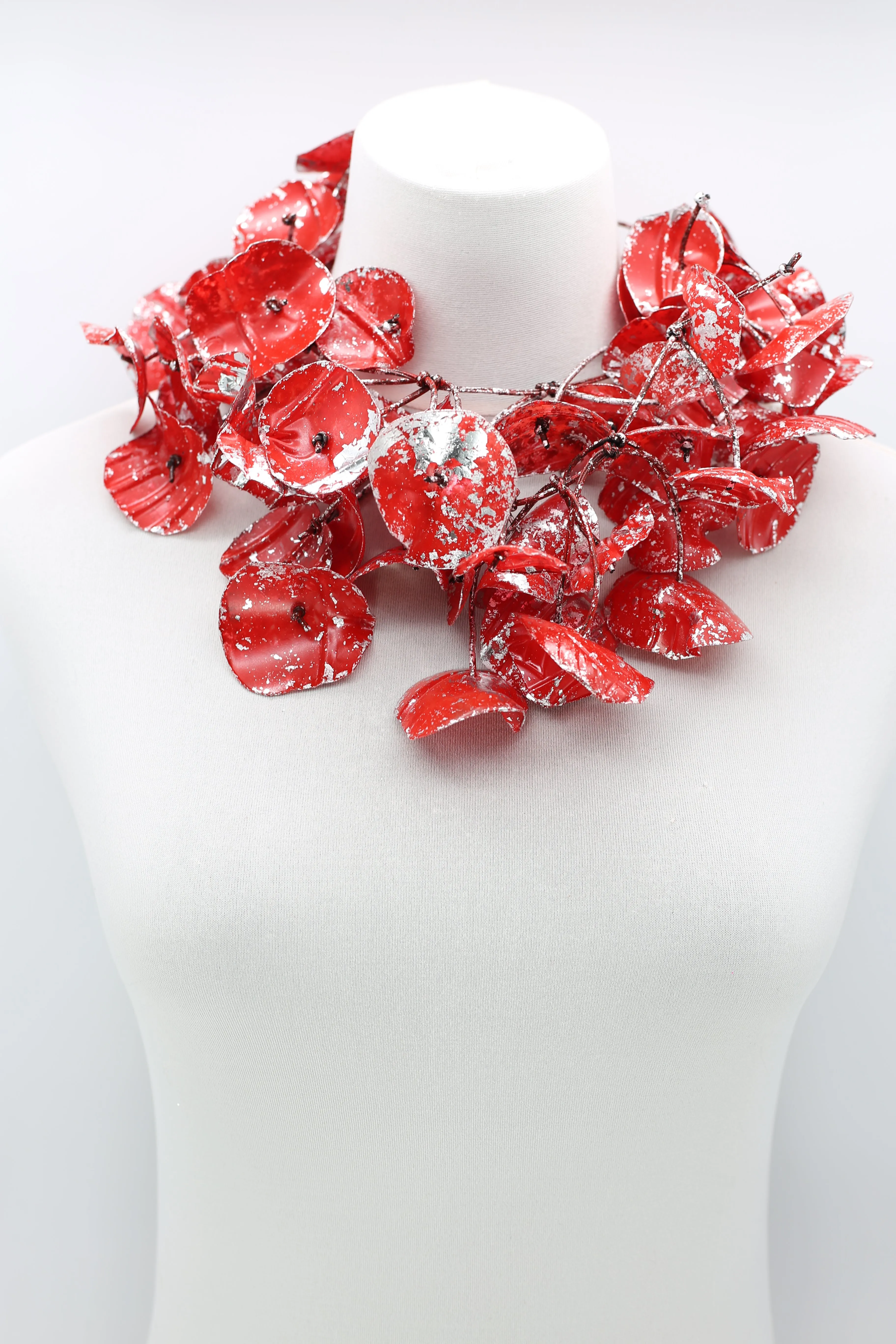Upcycled plastic bottles - Big double Water Lily Necklaces - Hand gilded