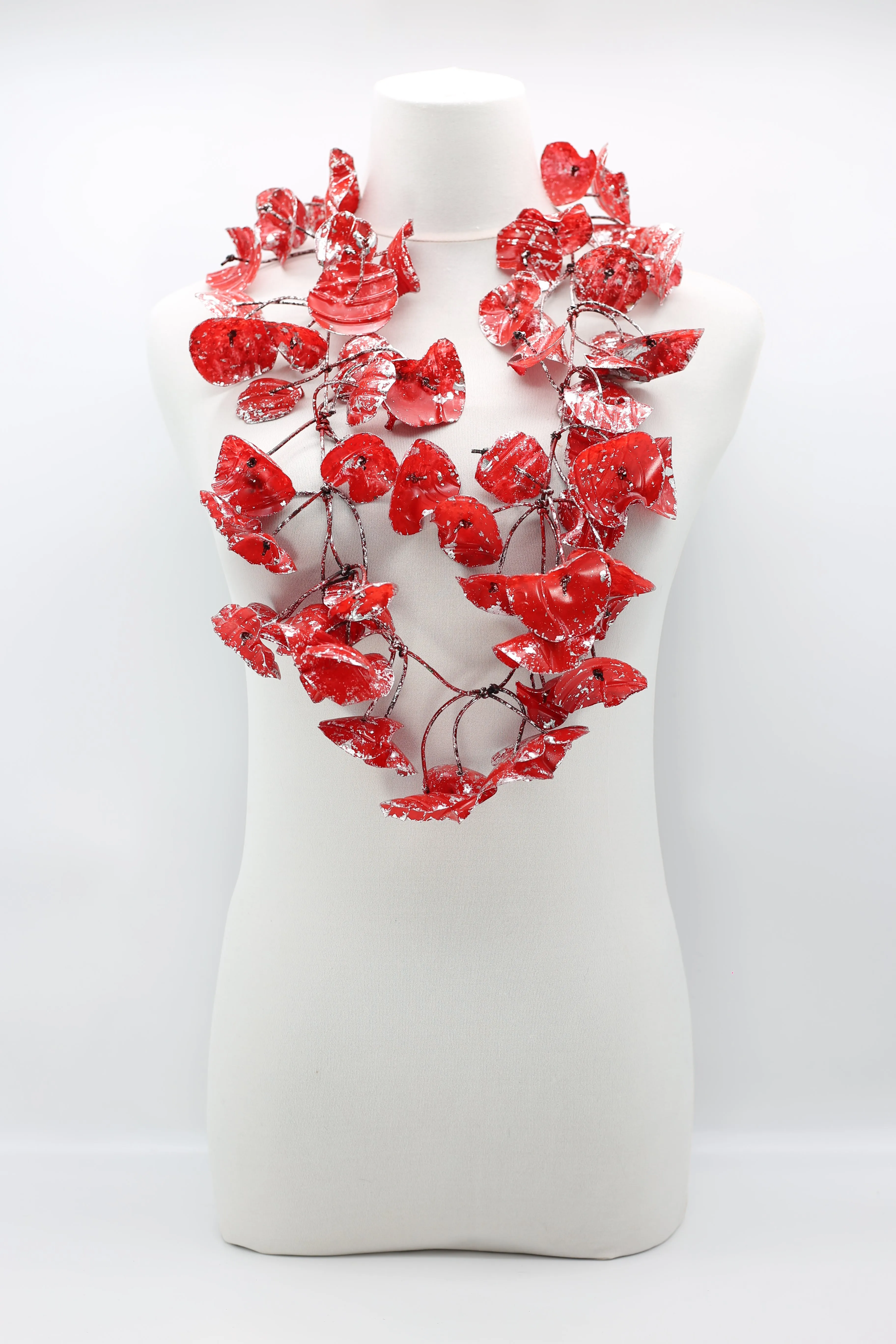 Upcycled plastic bottles - Big double Water Lily Necklaces - Hand gilded