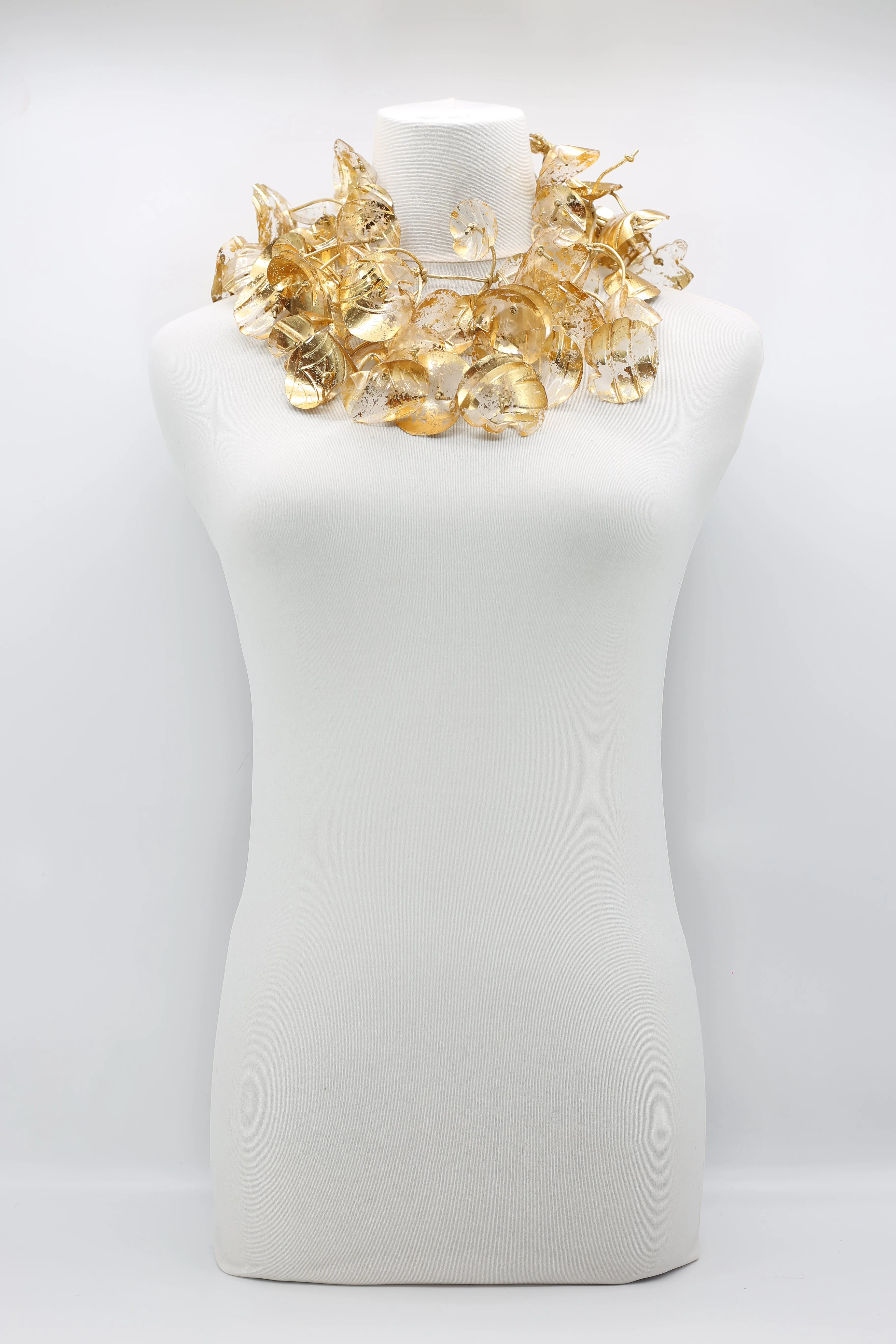 Upcycled plastic bottles - Big double Water Lily Necklaces - Hand gilded