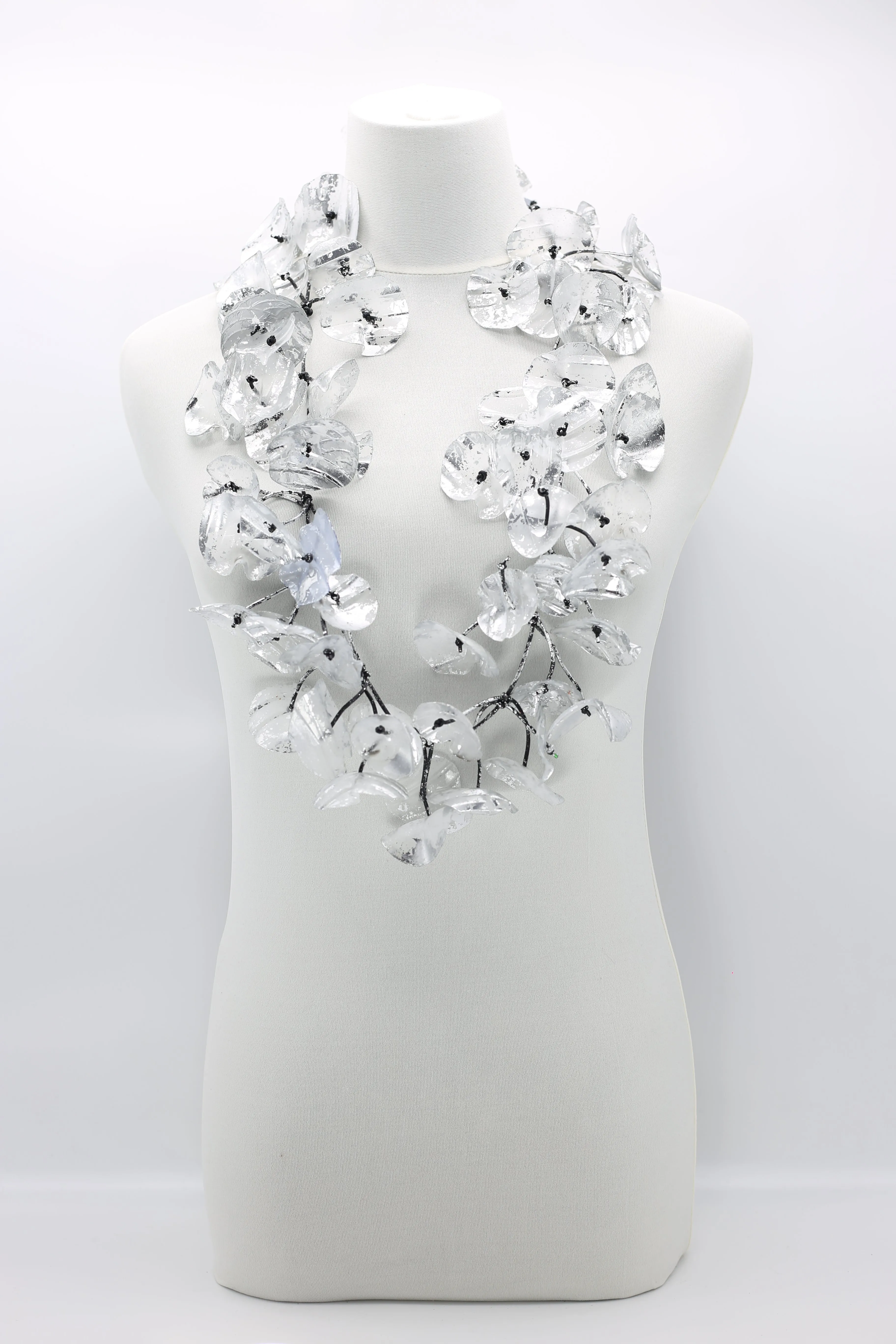 Upcycled plastic bottles - Big double Water Lily Necklaces - Hand gilded