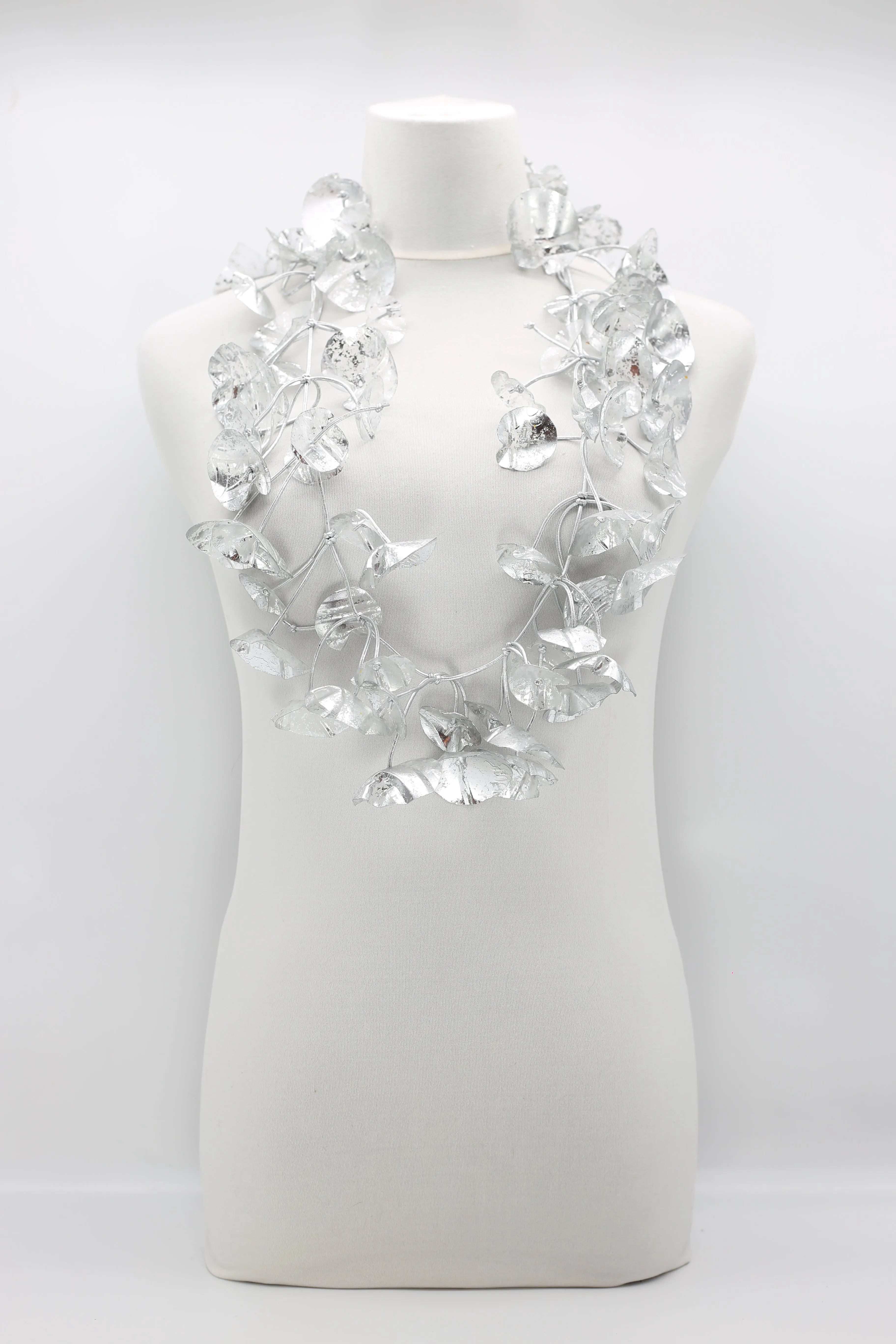 Upcycled plastic bottles - Big double Water Lily Necklaces - Hand gilded