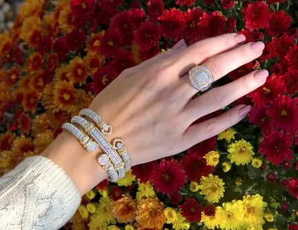 Vahan Sterling Silver & 14K Yellow Gold Diamond Gold Bangle Bracelet