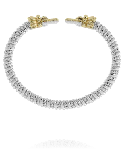 Vahan Sterling Silver & 14K Yellow Gold Diamond Gold Bangle Bracelet