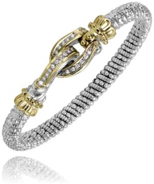 Vahan Sterling Silver & Gold Diamond Buckle Bangle