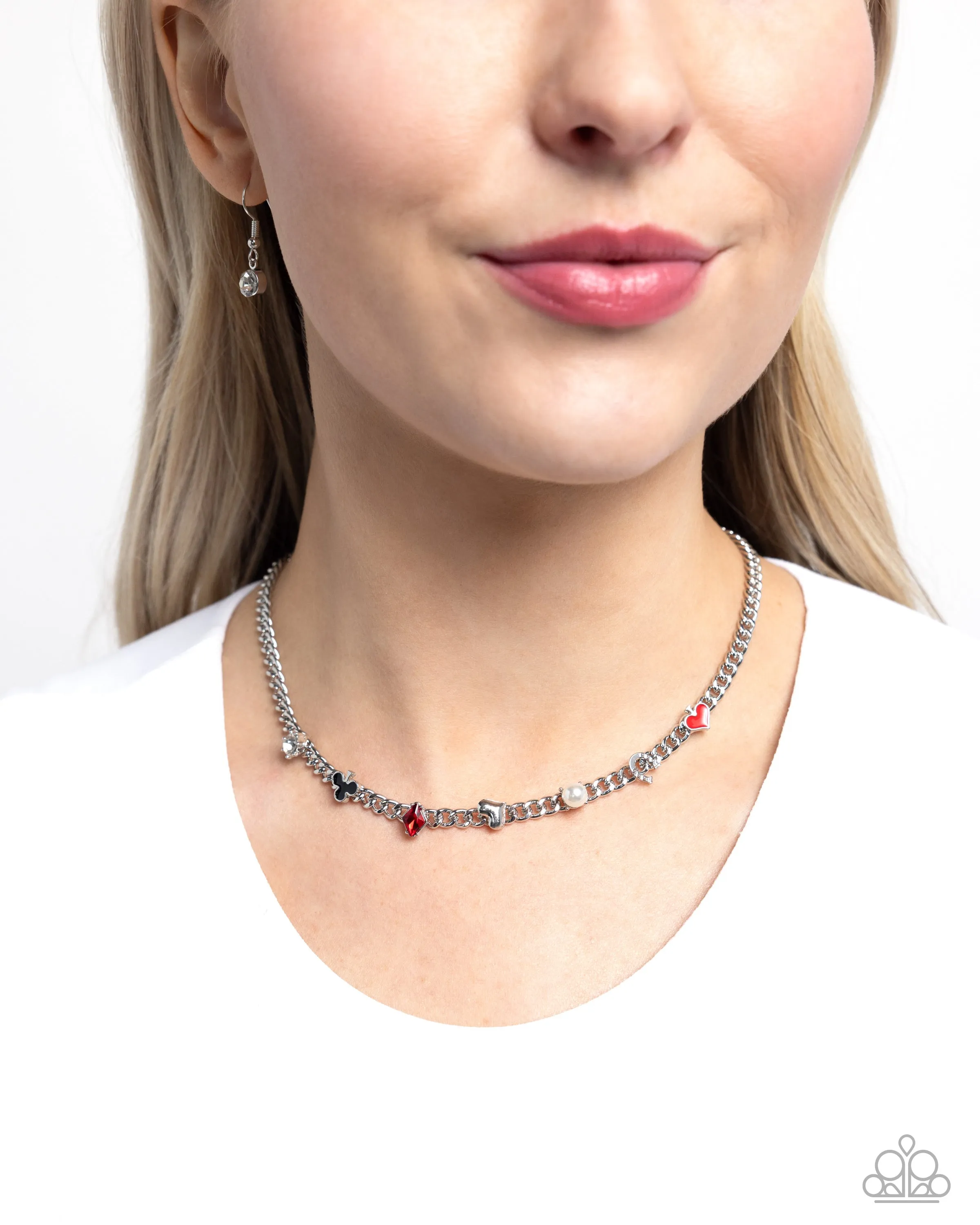 Vegas Vault - Red - Casino Card Suit Paparazzi Short Necklace