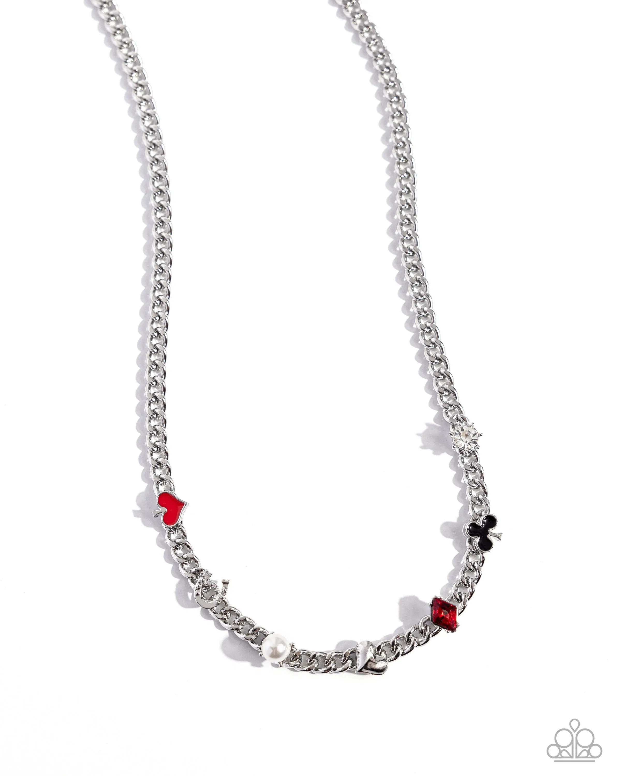 Vegas Vault - Red - Casino Card Suit Paparazzi Short Necklace