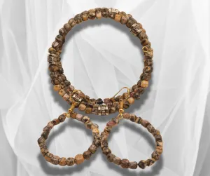 Vibrant Harmony: Multicolored Square Bead Wire Wrap Bracelet with Matching Hoop Earrings – Handcrafted Elegance for a Stylish and Coordinated Statement.