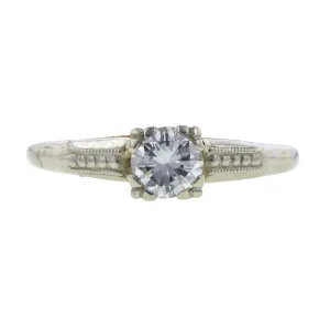 Vintage Diamond Engagement Ring, RBC 0.43ct