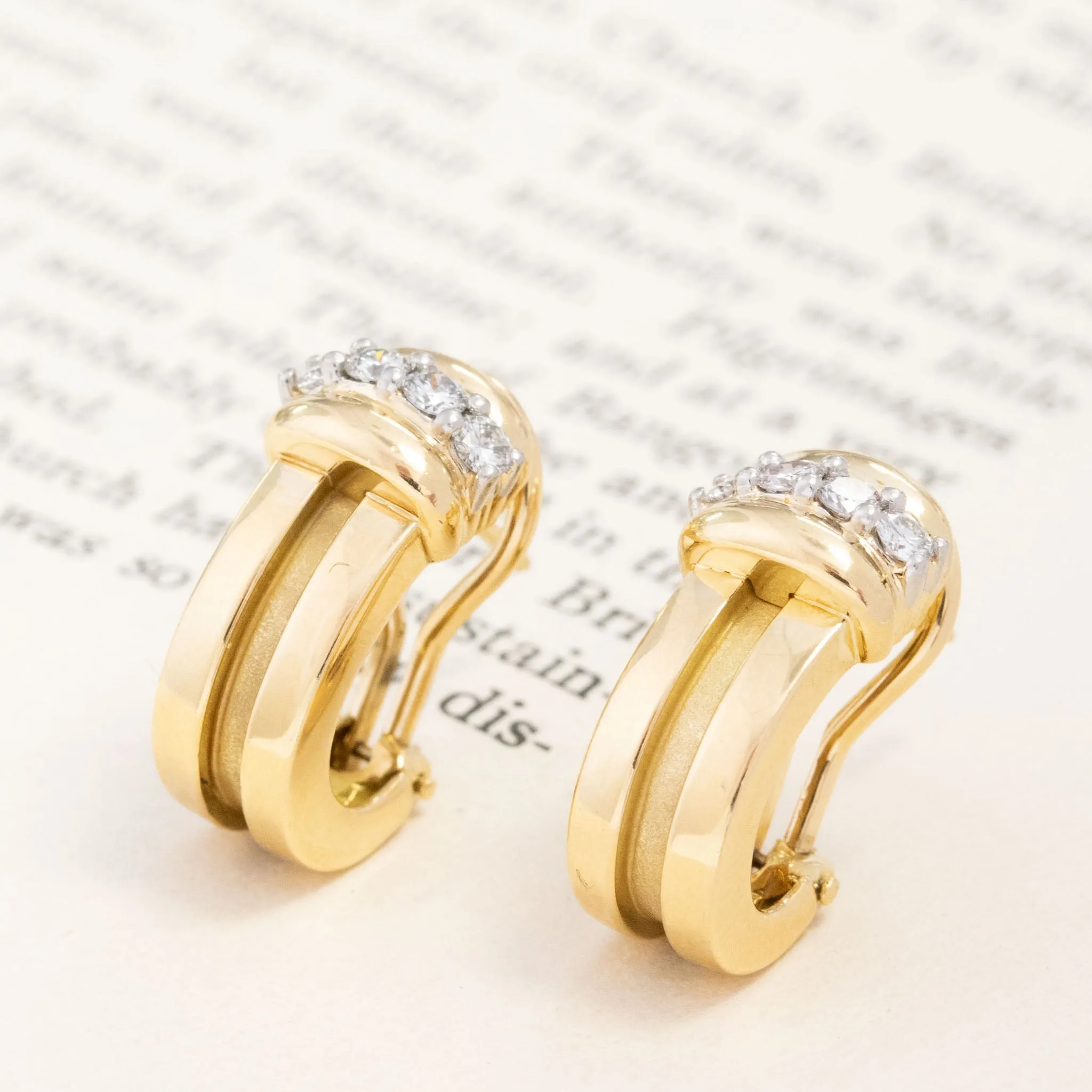 Vintage Diamond Half Hoop Earrings by Tiffany & Co.