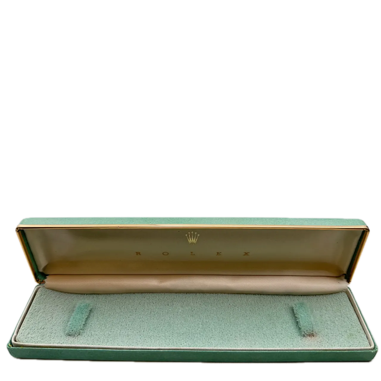 Vintage Rolex Elongated Aqua Green Ladies Wristwatch Box Plastic & Felt Lined