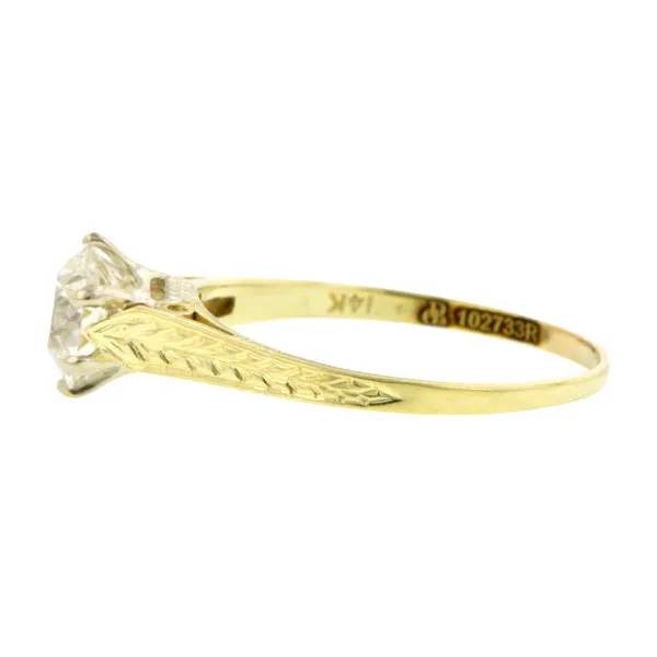 Vintage Solitaire Engagement Ring, TRB 0.96ct
