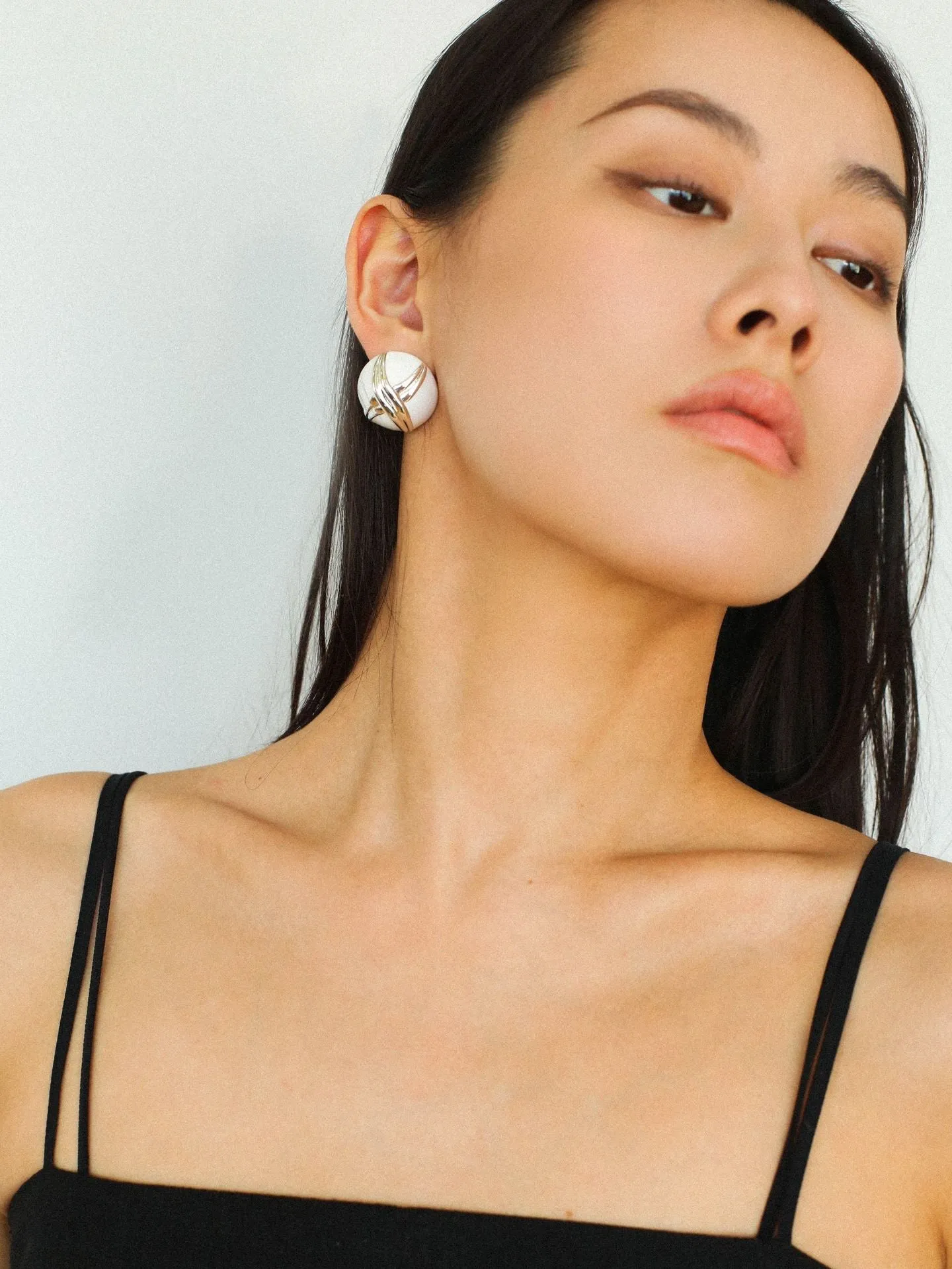 White Enamel Crossover Stud Earrings