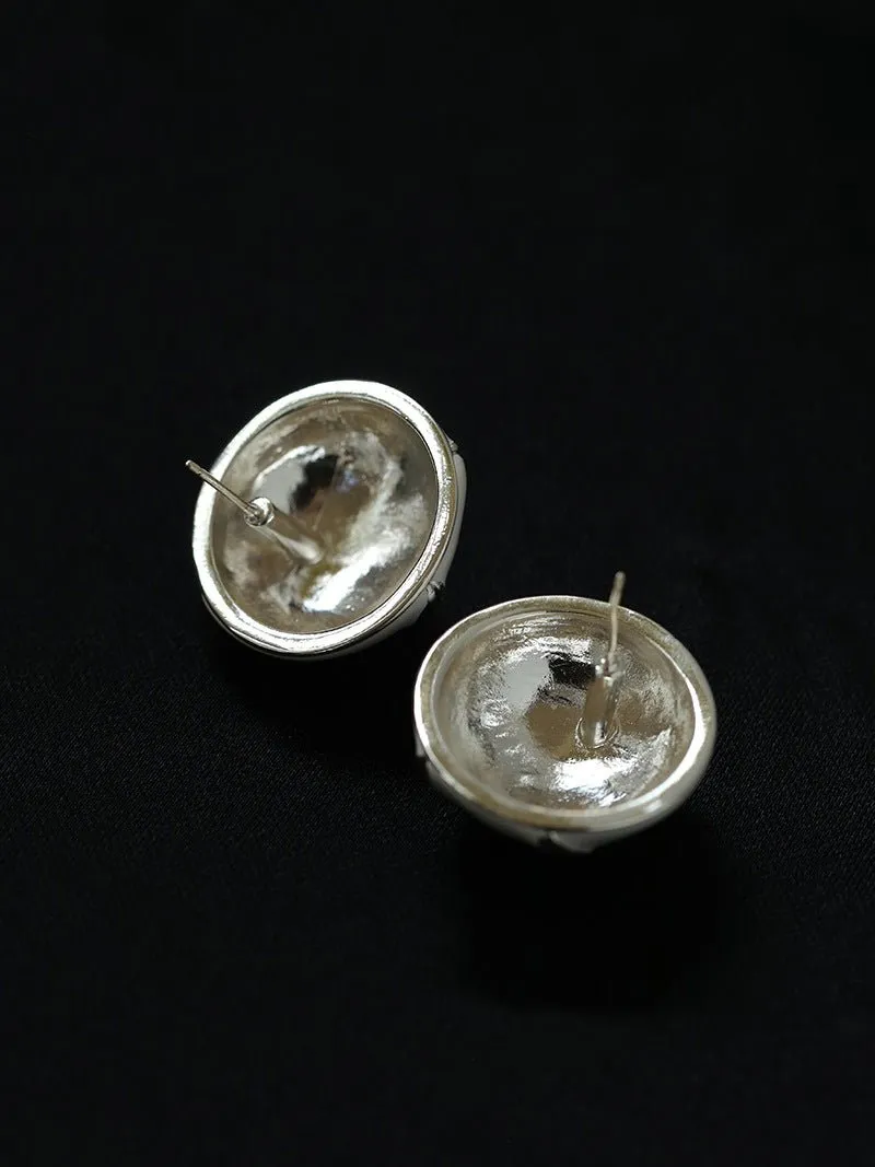 White Enamel Crossover Stud Earrings