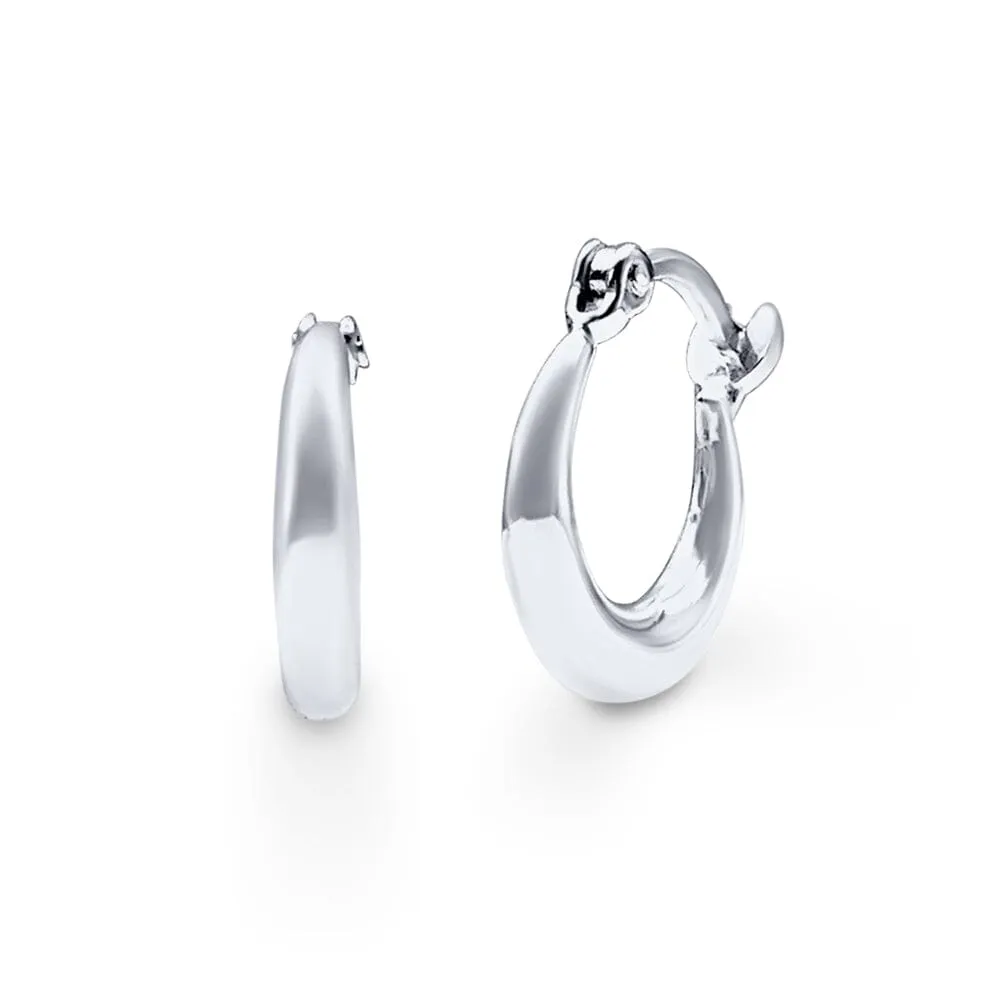 Wide Hoop Earrings in Sterling Silver