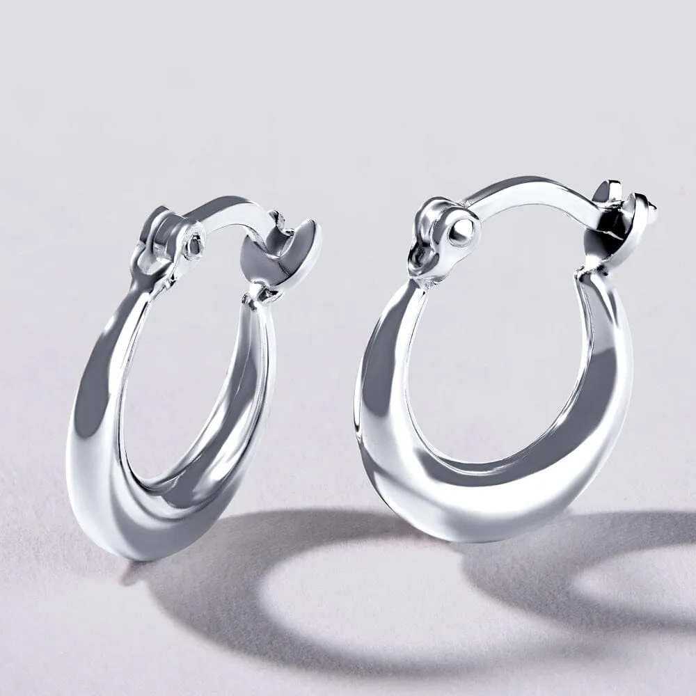 Wide Hoop Earrings in Sterling Silver