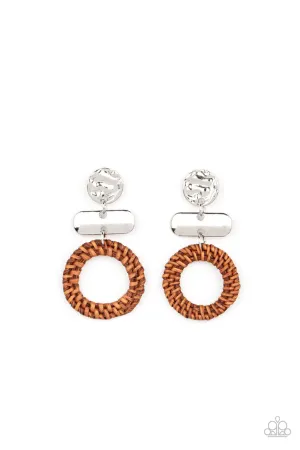 Woven Whimsicality Brown Paparazzi Earrings