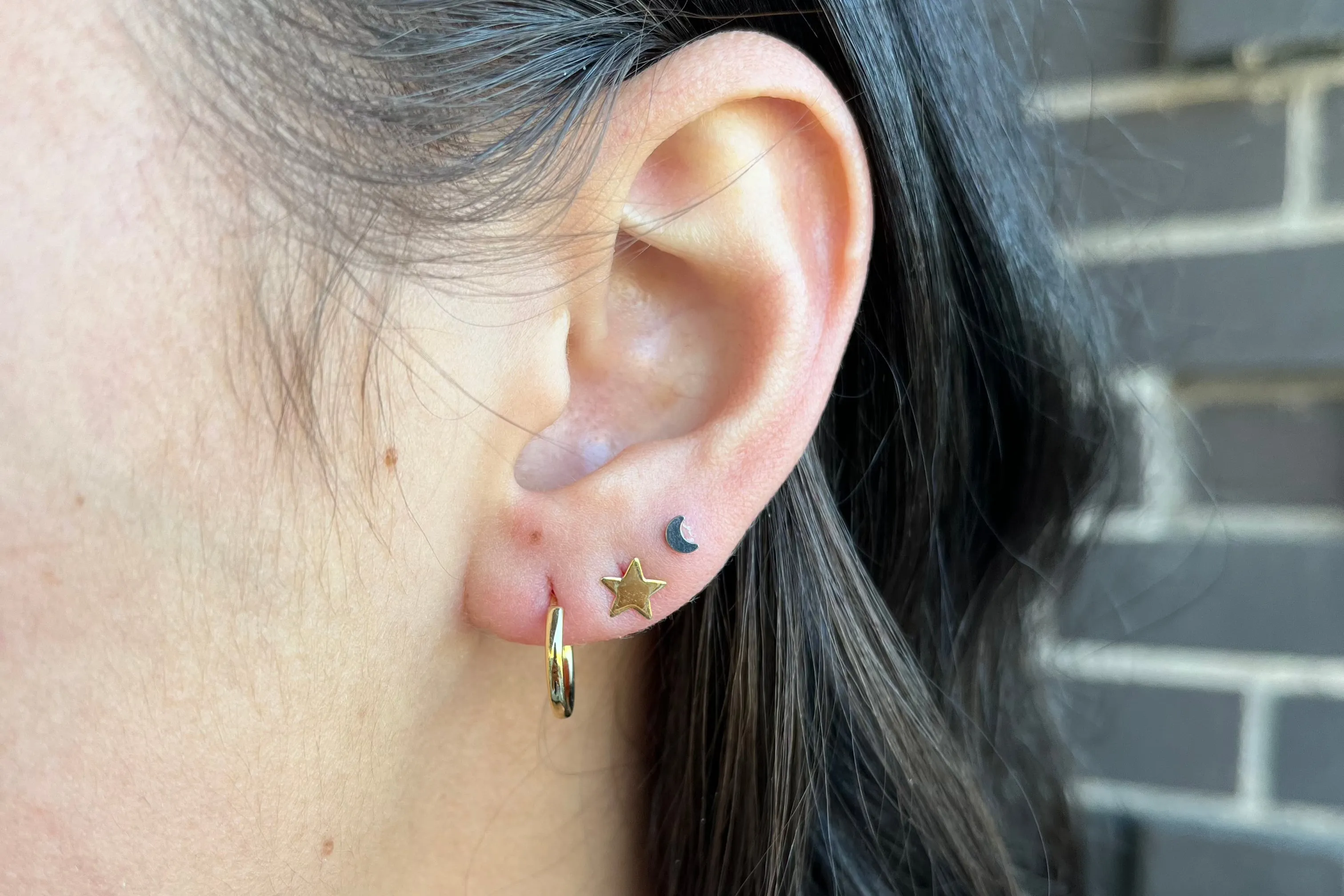 Yellow Gold Star Studs
