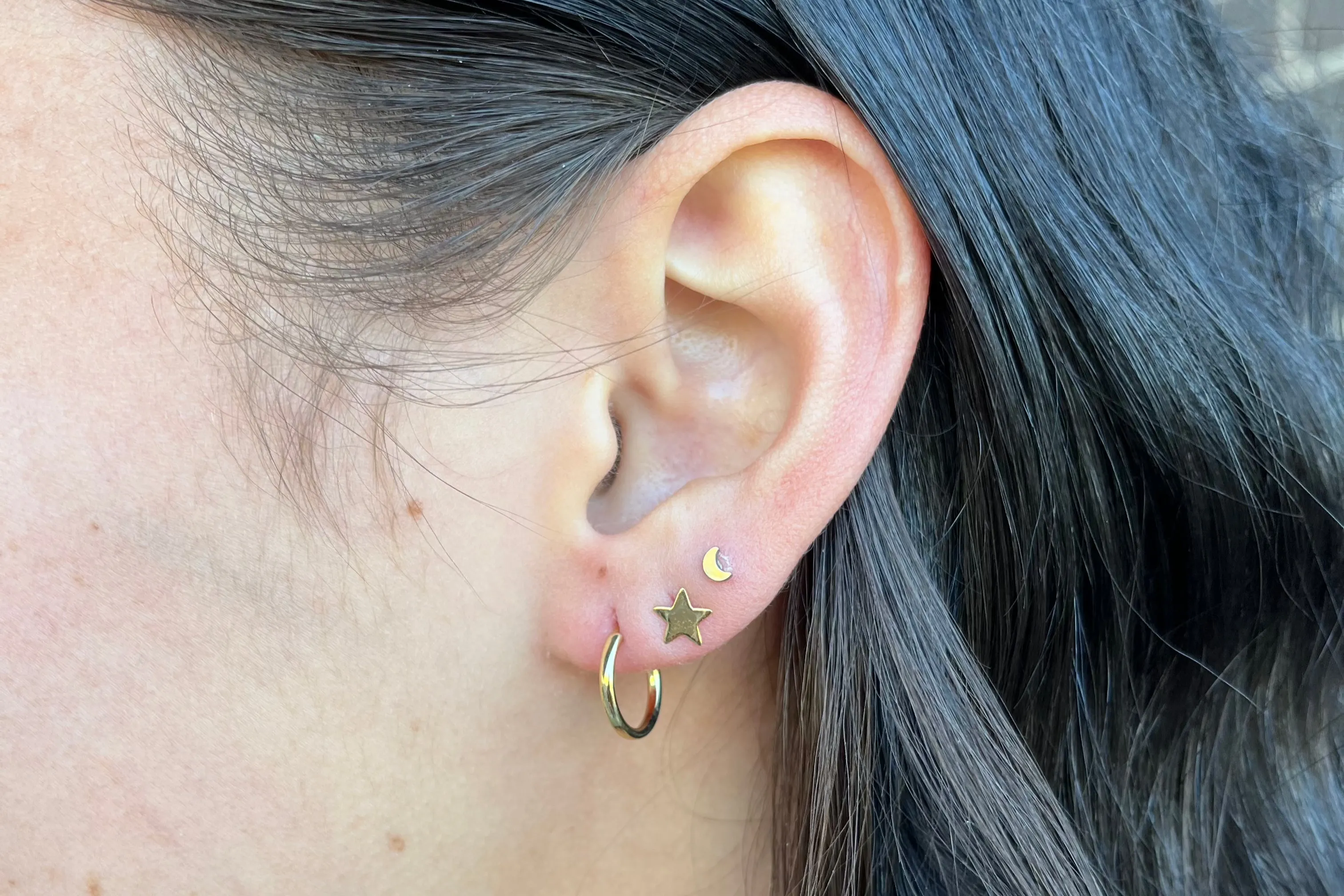 Yellow Gold Star Studs