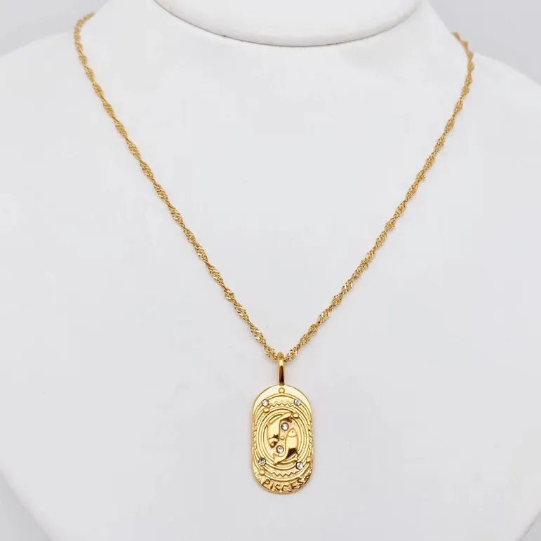 Zodiac Gold Plated Constellation Necklaces with CZ FB3458 💛