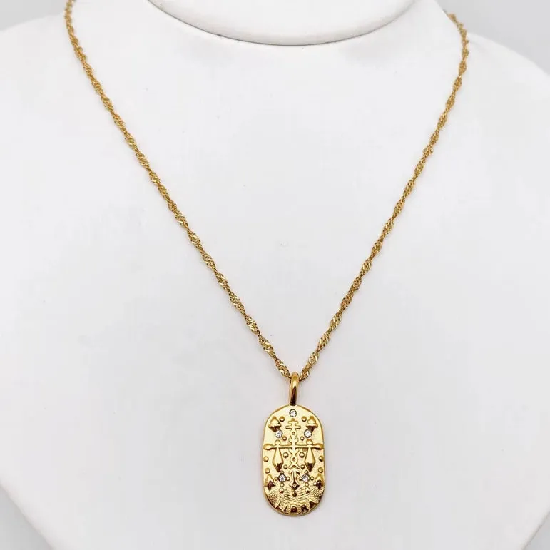 Zodiac Gold Plated Constellation Necklaces with CZ FB3458 💛