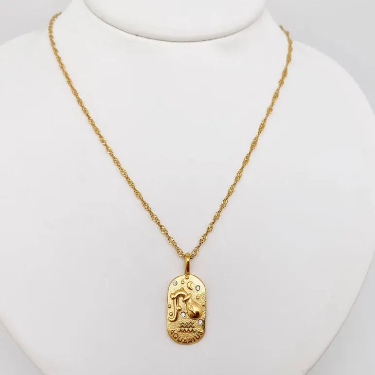 Zodiac Gold Plated Constellation Necklaces with CZ FB3458 💛