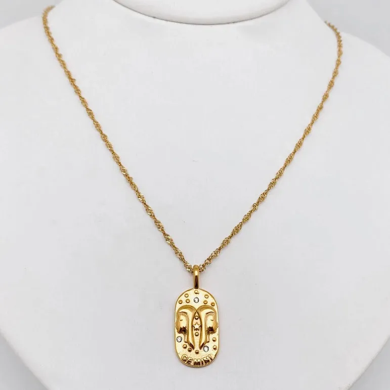 Zodiac Gold Plated Constellation Necklaces with CZ FB3458 💛