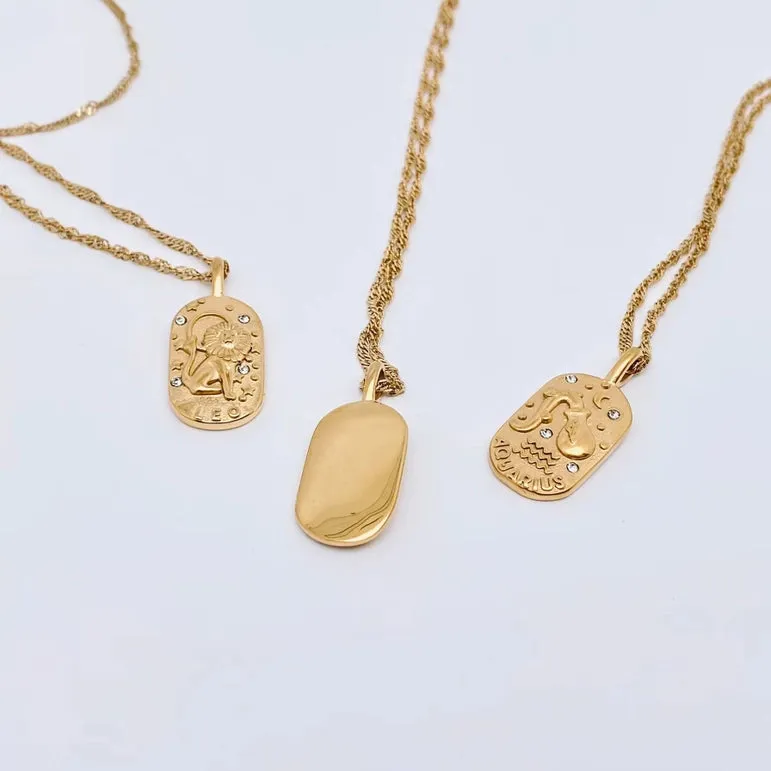 Zodiac Gold Plated Constellation Necklaces with CZ FB3458 💛