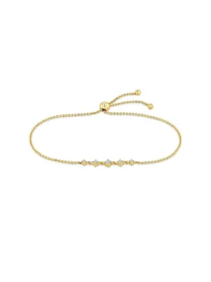 Zoe Chicco Gold Linked 5 Graduated Prong Diamond Bolo Bracelet